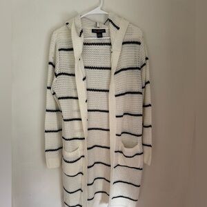 Soho Apparel Cream‎ and Black Striped Cardigan